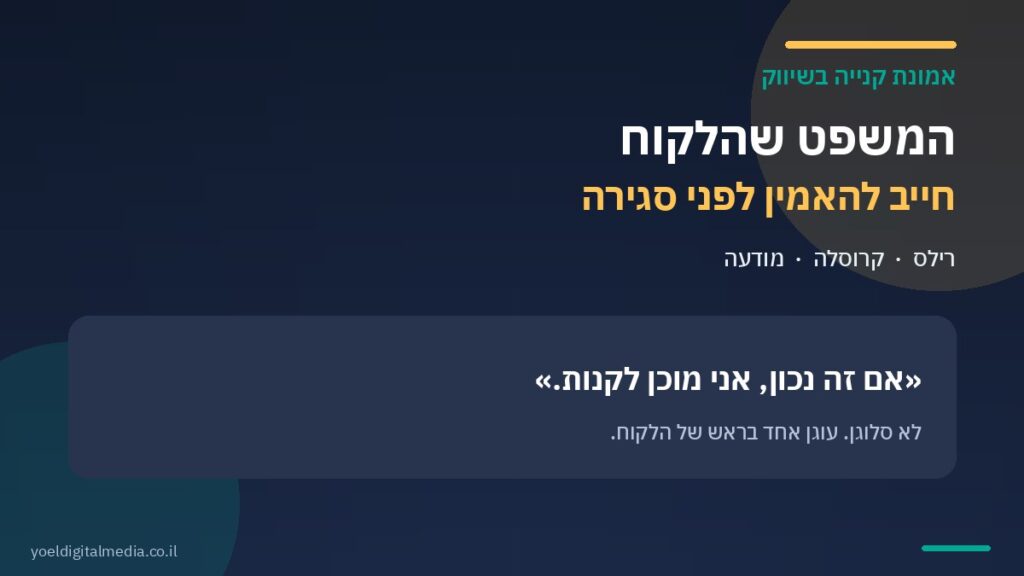 אמונת קנייה בשיווק: המשפט שהלקוח חייב להאמין לפני סגירה