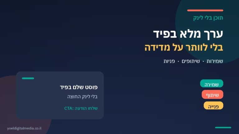 תוכן בלי לינק: ערך מלא בפיד ומדידת תוצאות בסושיאל